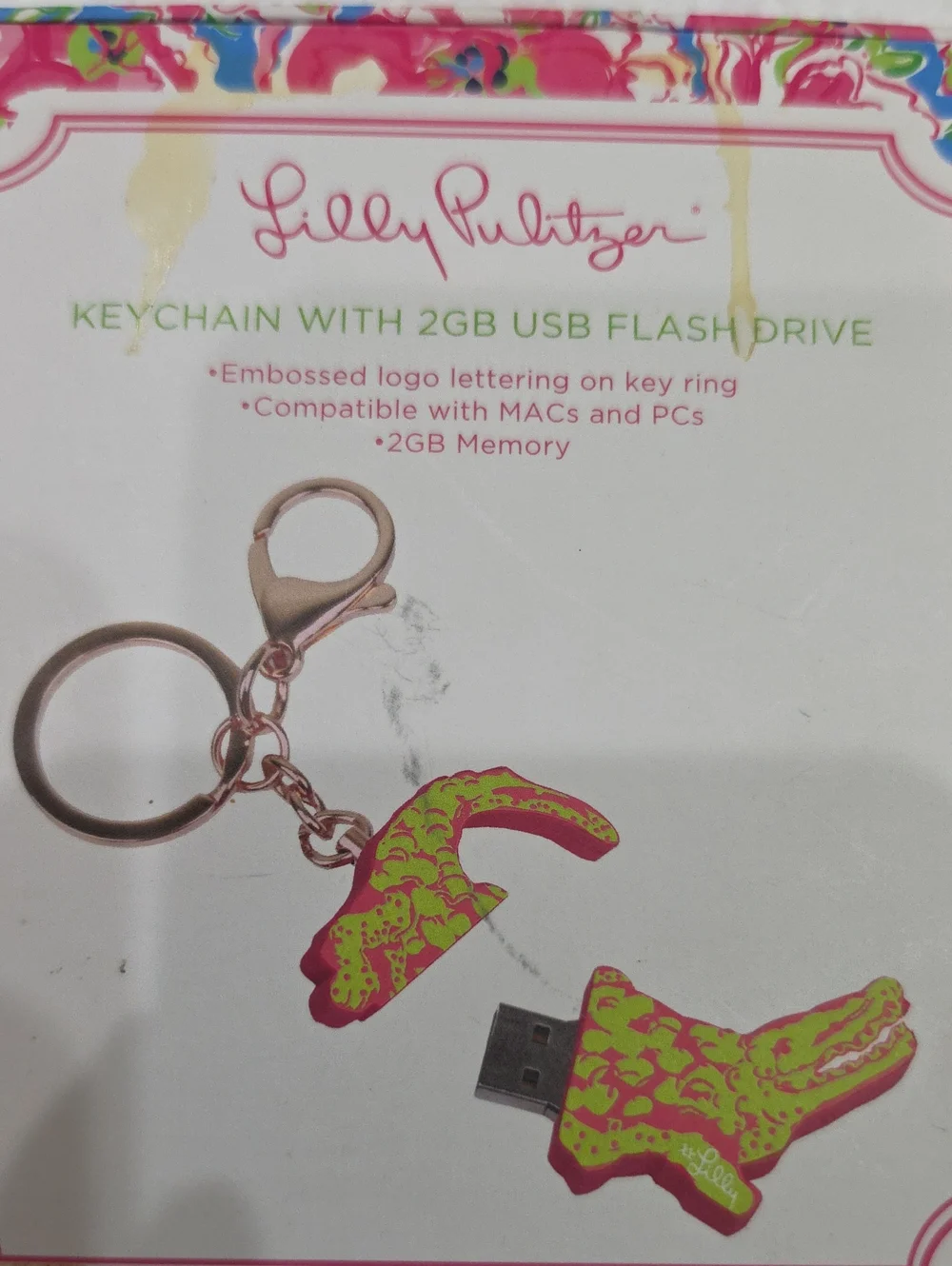NWT Lilly Pulitzer Keychain With 2gb USB Flash Drive